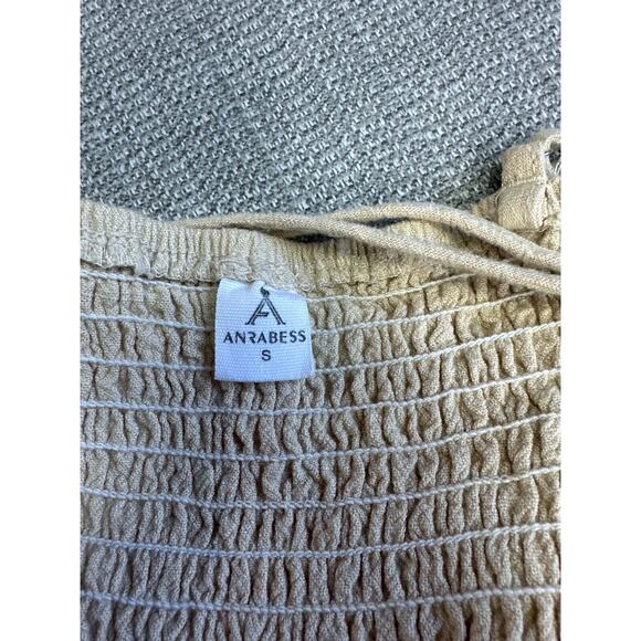 Anrabess Jumpsuit Small Tan Single Shoulder Wide Leg Coastal Linen One Shoulder - Picture 2 of 9